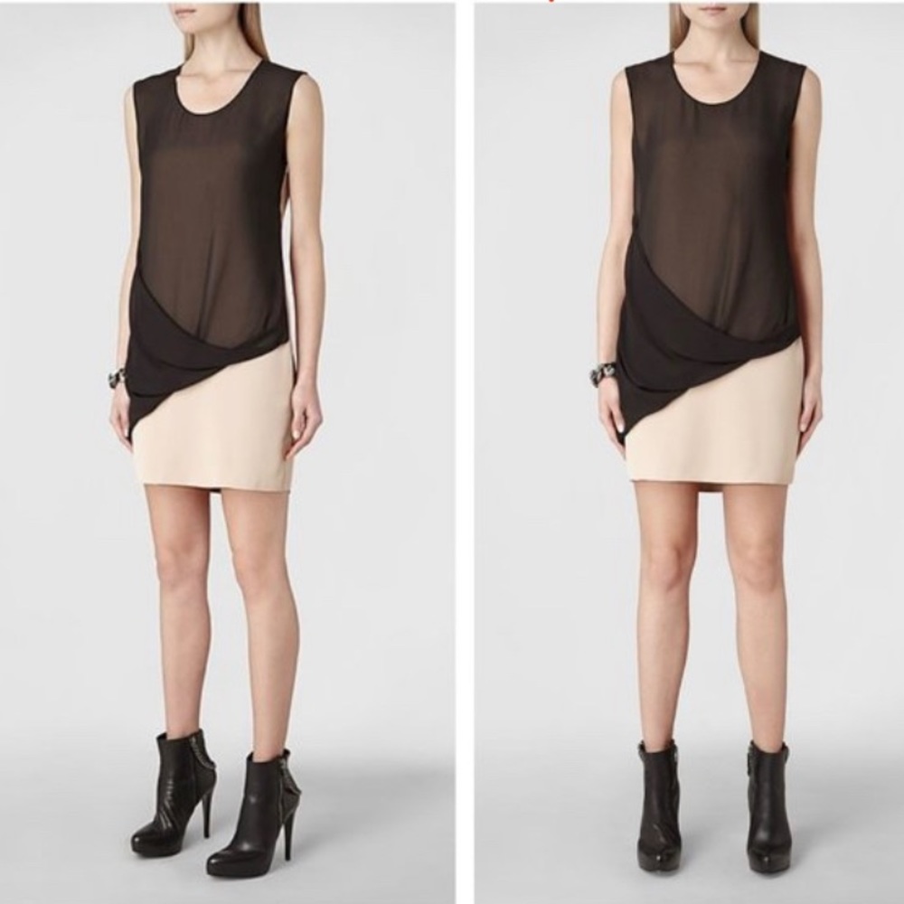 AllSaints Black Nude Twist Afia Dress Sleeveless Size 4
